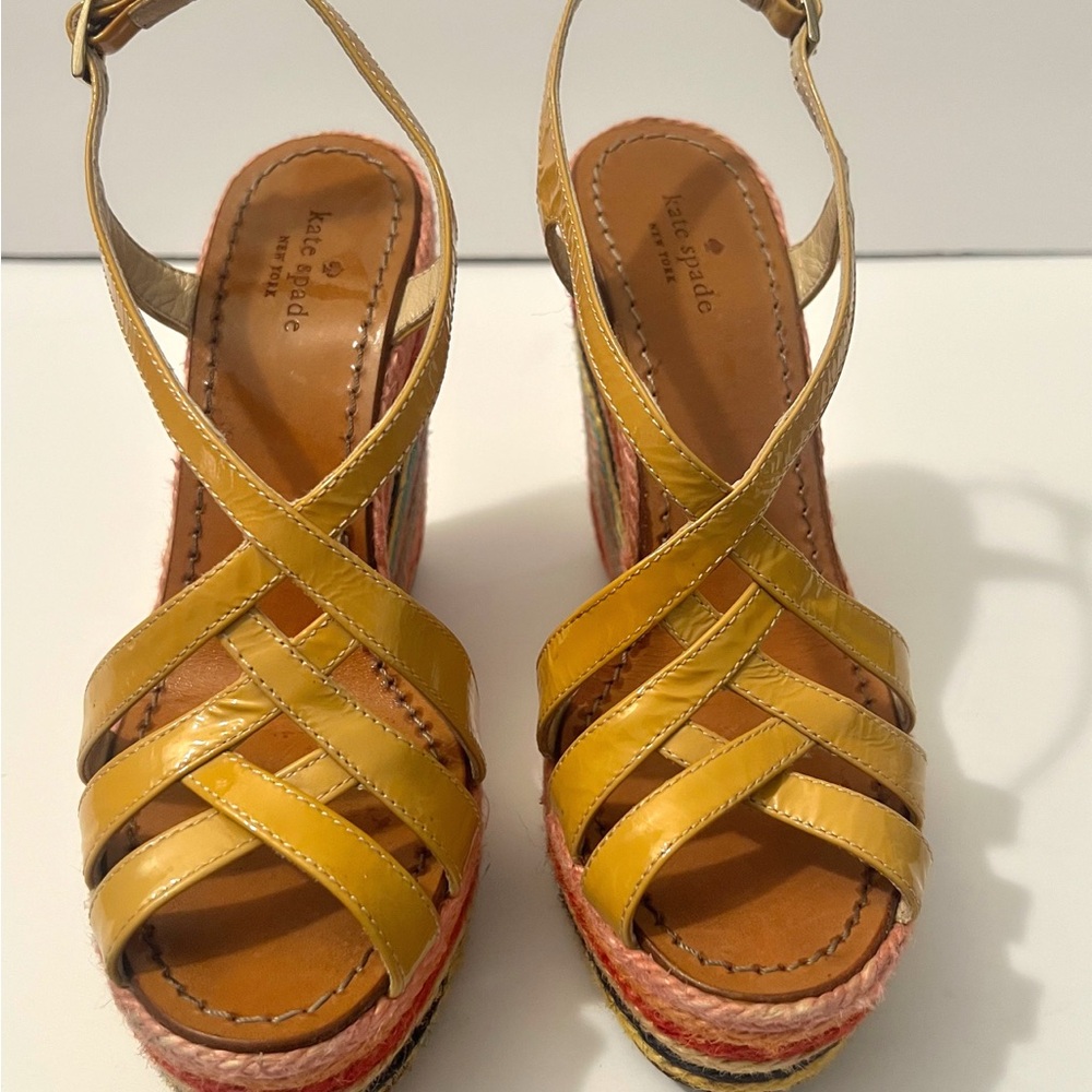 Kate Spade NY 5" Wedge Espadrille Sandals Sz 7 Rainbow Hippie Retro Shoes - Picture 3 of 7